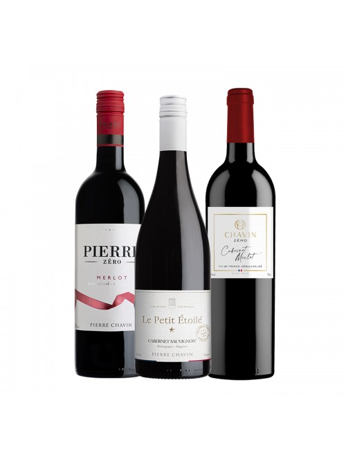 Ensemble de 3 bouteilles de rouge sans alcool par Pierre Chavin