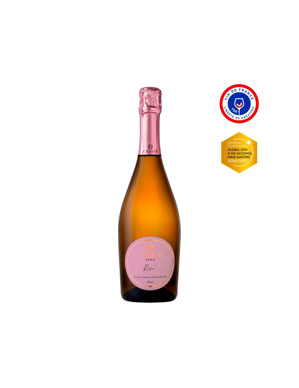 CHAVIN ZERO Rosé Effervescent - Vin De France désalcoolisé - Champagne sans alcool -