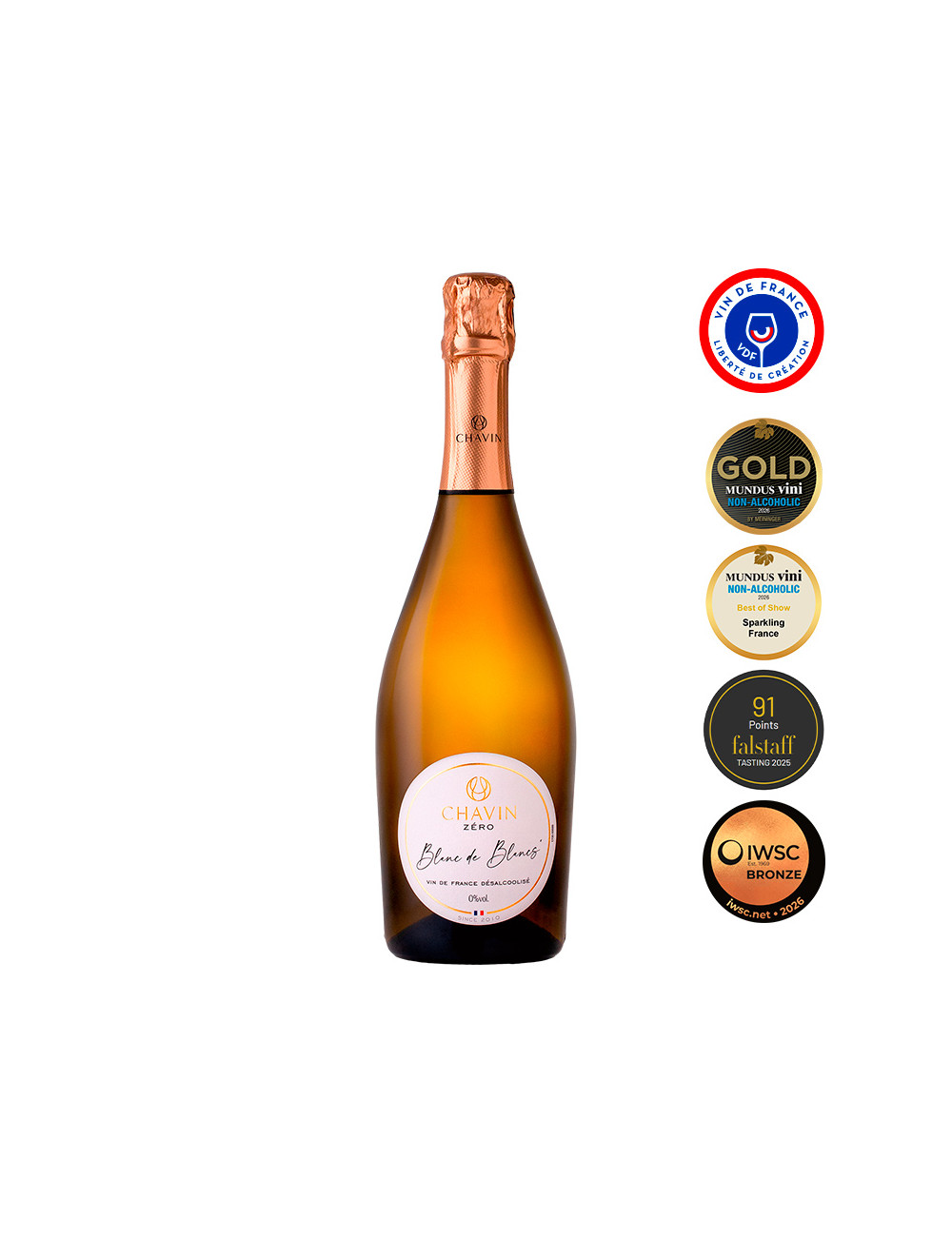Chavin Zéro Blanc de Blancs Effervescent pétillant sans alcool 75cl