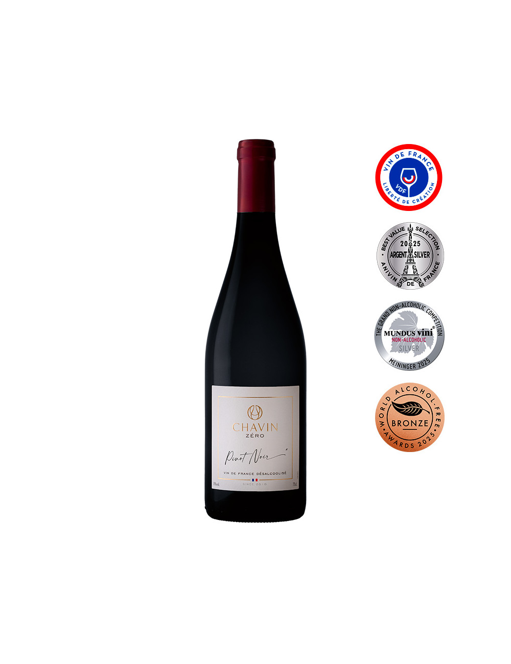 Chavin Zéro Pinot Noir vin rouge désalcoolisé Vin de France 75cl