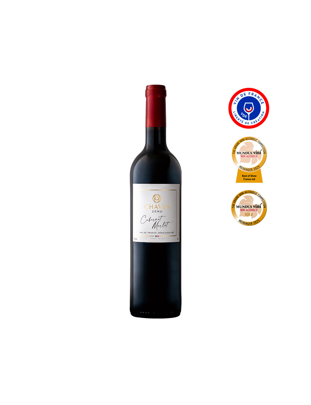 Chavin Zéro Cabernet Merlot vin rouge désalcoolisé Vin De France 75cl