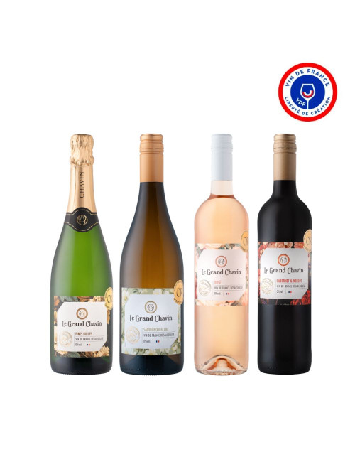 Pack Découverte Le Grand Chavin Vin de France désalcoolisé 4x75cl