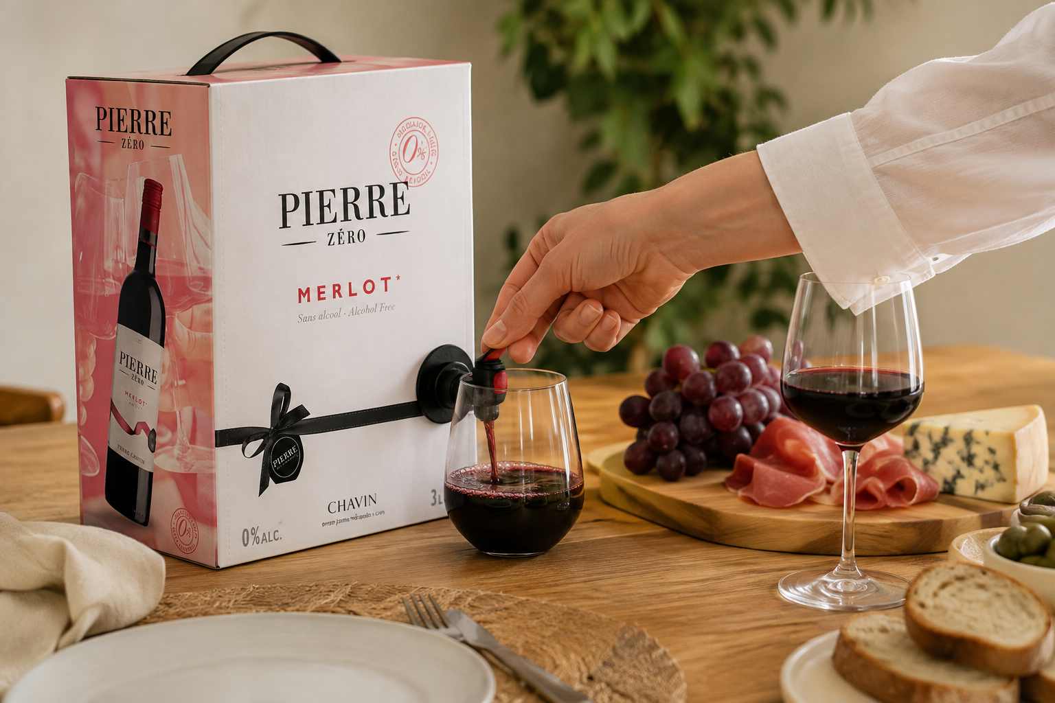 BIB 3L merlot servi à table